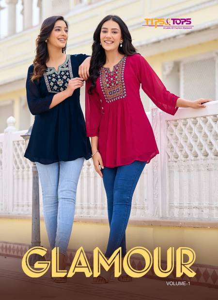 Glamour By Tips Tops Embroidery Georgette Western Ladies Top Wholesale Shop In Surat